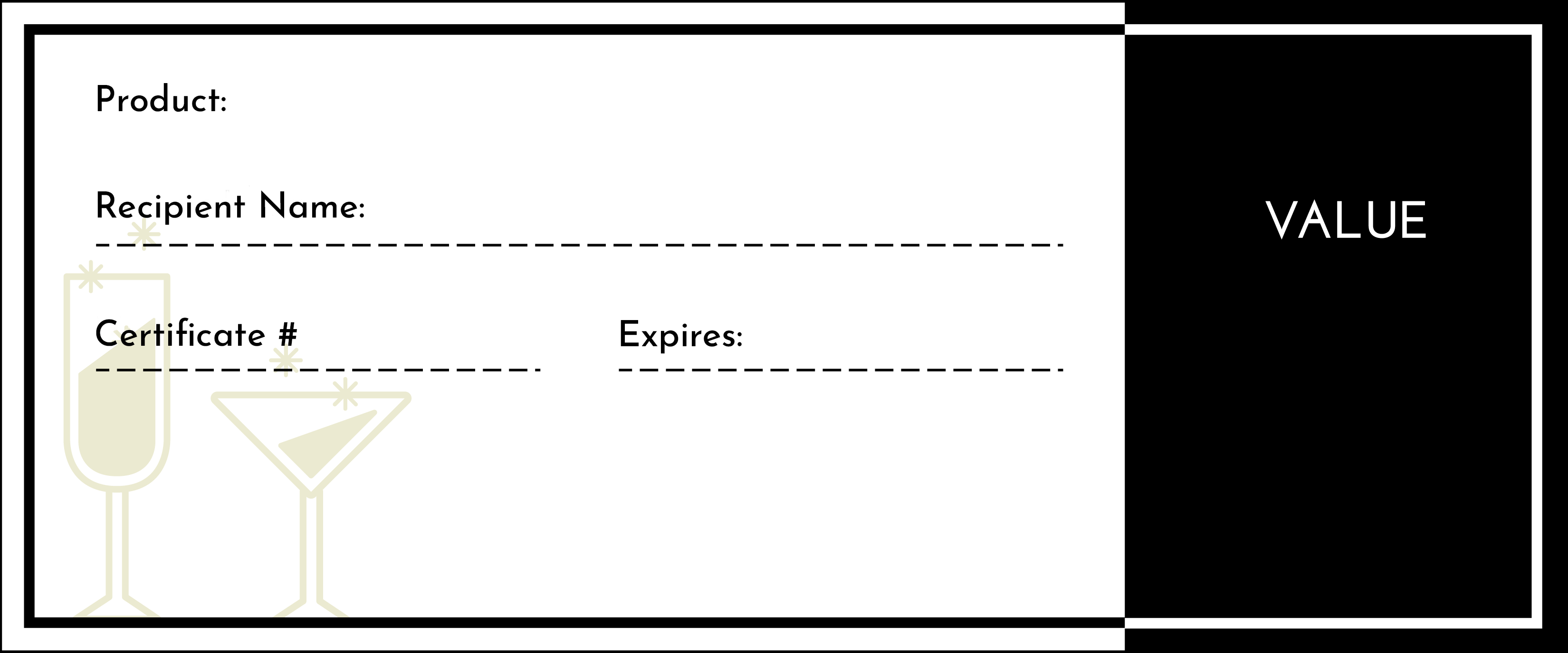 A black and white receipt with a glass of wine.